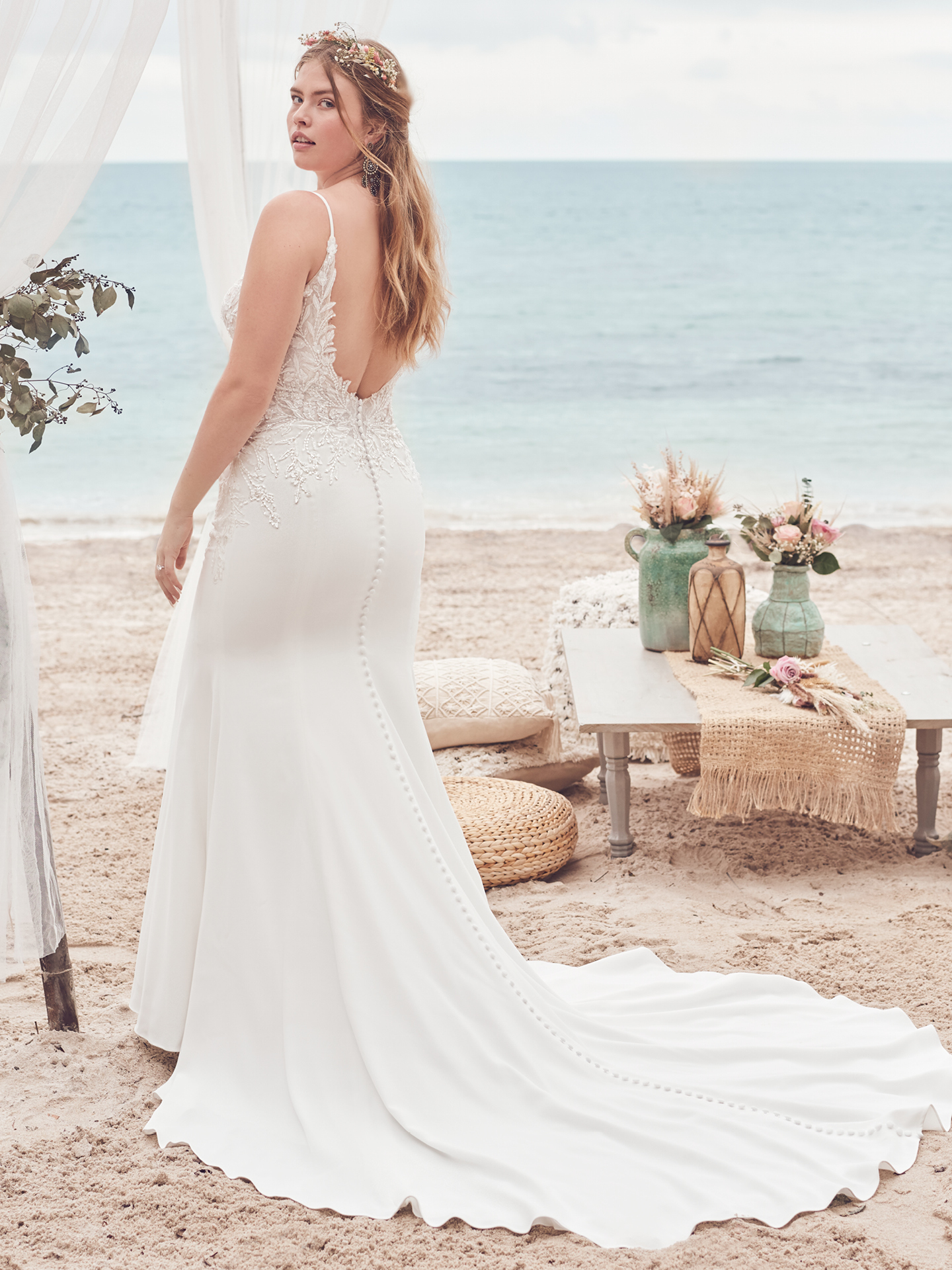 Lily Lynette Crepe and Shimmery Lace Plus-Size Bridal Gown
