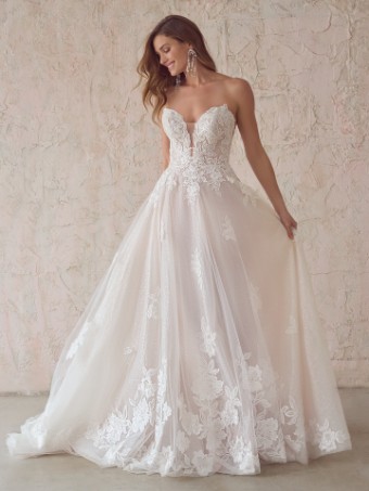 Maggie Sottero  Style BRITNEY (22MC932A01 - Plunge Neckline, Glitter Tulle 3) #0 default Ivory thumbnail
