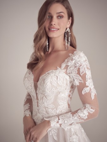 Maggie Sottero  Style BRITNEY (22MC932A01 - Plunge Neckline, Glitter Tulle 3) #4 Ivory thumbnail
