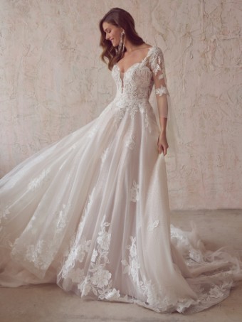 Maggie Sottero  Style BRITNEY (22MC932A01 - Plunge Neckline, Glitter Tulle 3) #7 Ivory thumbnail