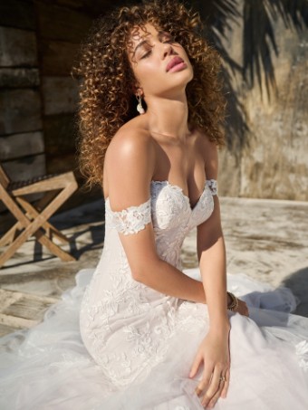 Rebecca Ingram Style ANITA (23RC690A01) Curvy #1 Ivory over Misty Mauve (gown with Natural Illusion) thumbnail