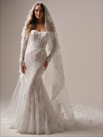 Maggie Sottero  Style TAKERA (25MB941A01 - Unlined bodice, Long Sleeves, Plain tulle) #2 Ivory thumbnail
