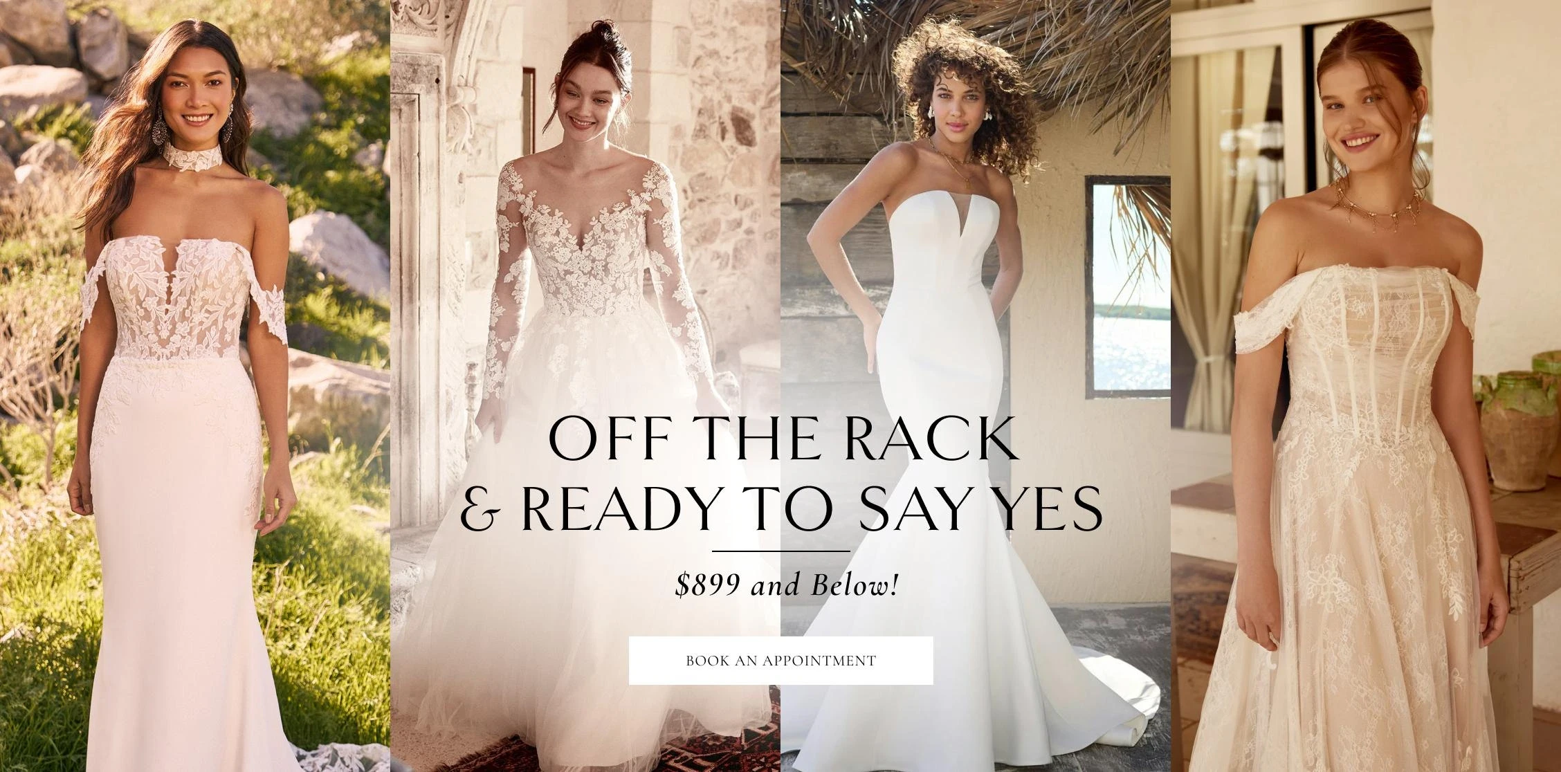 Models are wearing bridal dresses, desktop banner