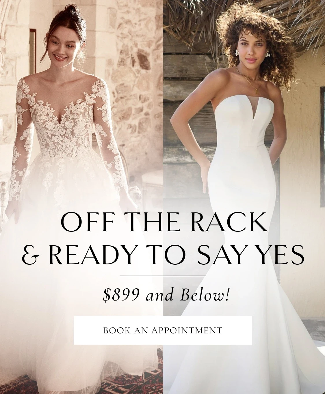 Models are wearing bridal dresses, mobile banner